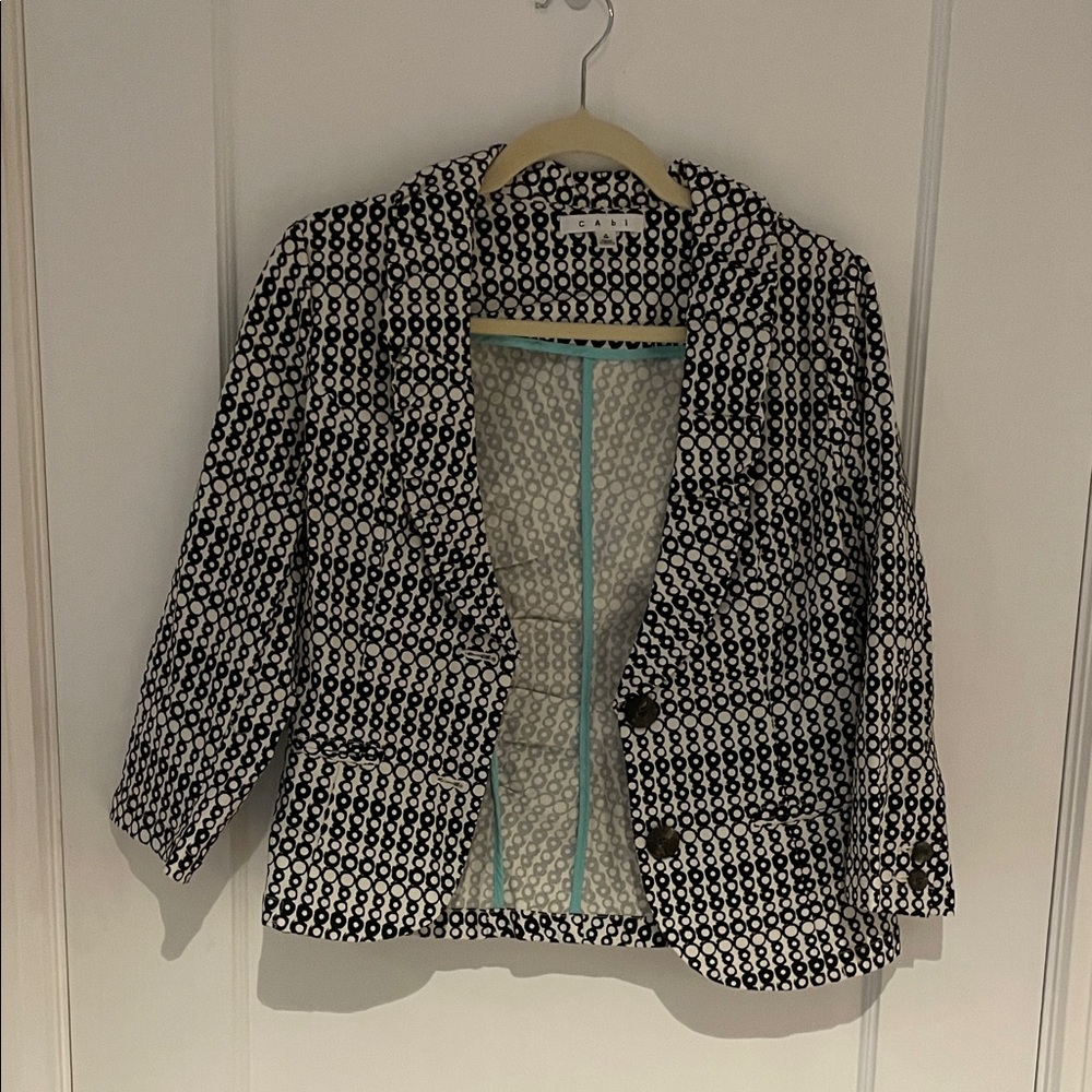 CAbi Black and White Geometric Blazer